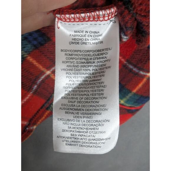 Lauren Ralph Lauren Women’s Red Plaid Leopard Trim Fleece Pajamas Large Crest - Picture 16 of 16